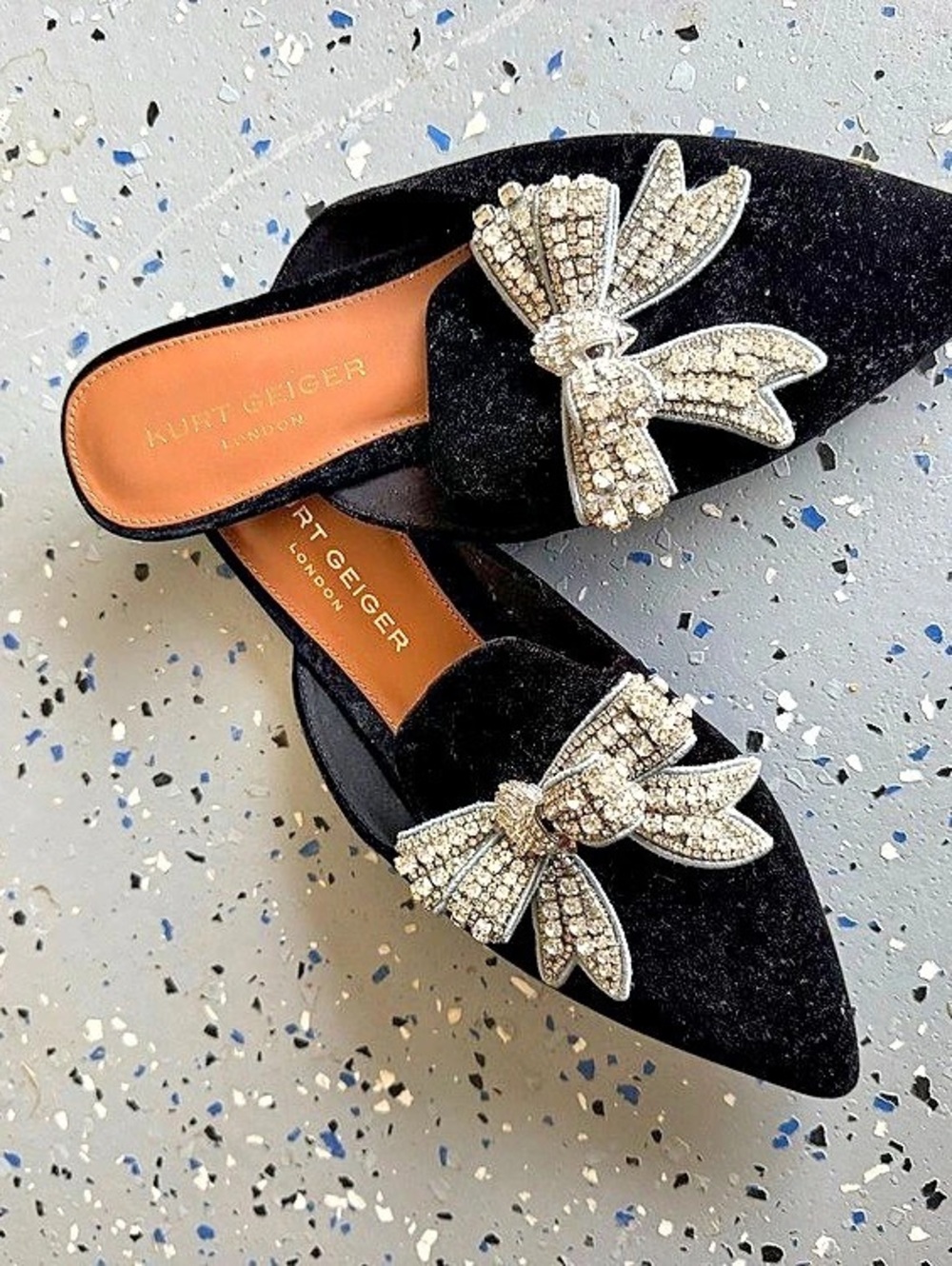Kurt Geiger Olive Bow Mule Black & Gold